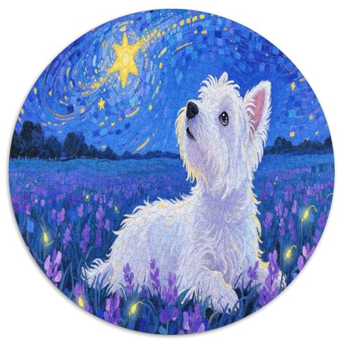 West Highland Weißer Terrier 1000 Teile Circular Puzzles Erwachsene Und Kinder, Schwer, Stressfreisetzung Spielzeug Geschenke Für Mama, 1000pcs (67.5x67.5cm) von GKWEQPQWK