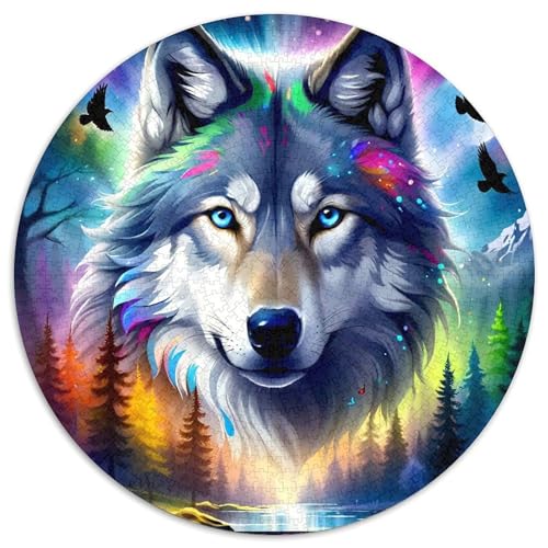 Wolf 1000 Teile Circular Puzzles Für Erwachsene Kinder - Schwer, Stressfreisetzung Spielzeug Geschenke Für Mama, 1000pcs (67.5x67.5cm) von GKWEQPQWK
