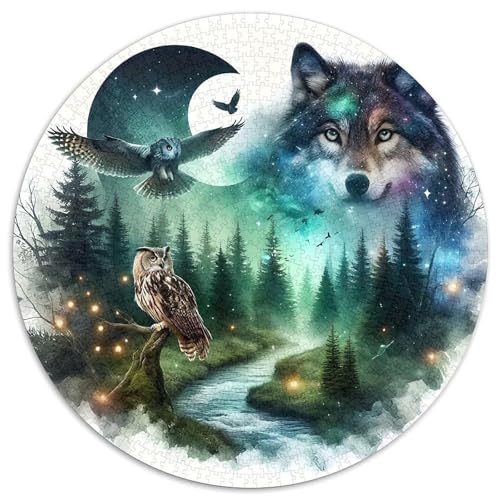 Wolf 1000 Teile Circular Puzzles Für Erwachsene Kinder - Schwer, Stressfreisetzung Spielzeug Geschenke Für Mama, 1000pcs (67.5x67.5cm) von GKWEQPQWK