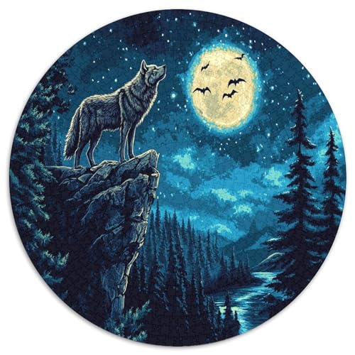 Wolf 1000 Teile Circular Puzzles Für Erwachsene Kinder Schwieriges Großes Pädagogisches Verringerter Druck Karton - Familien- Geschenke Für Mama, 1000pcs (67.5x67.5cm) von GKWEQPQWK
