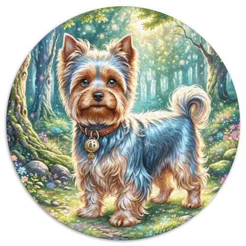 Yorkshire Terrier 1000 Teile Circular Puzzles Stressabbau-Spielzeugfür Erwachsene Kinder - Schwer, Rundes Für Erwachsene Geschenke Für Mama, 1000pcs (67.5x67.5cm) von GKWEQPQWK