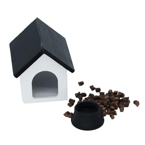 GKYQVE 1:12 Skala Schale Haustierhundhaus Trep Play Kid Playset Pet Realistic Dollhouses Pet Playset Hundefutter von GKYQVE
