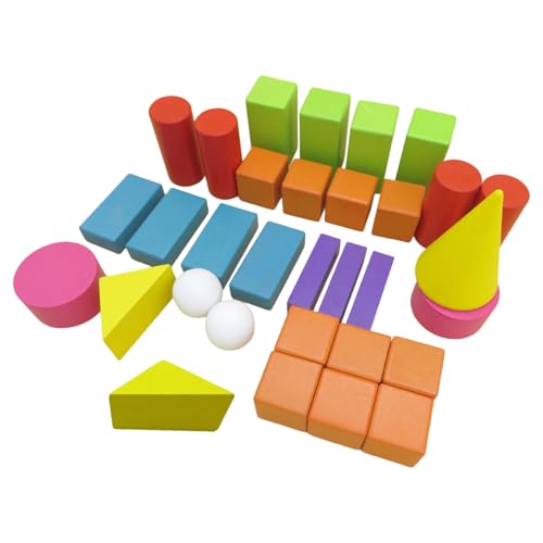 GKYQVE 32pcs Kreatives Mathematisches Lernen Holzformblock Set Für Kinder Geometrische Ausbildung Spielzeug Farbenfrohe Formblöcke Für Vorschule von GKYQVE