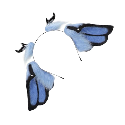 GKYQVE Biegerte Teufel Horn Haarband Realistische Kunstpelz Fantasie Kreatur Ohrkostüm Kopfbedeckung Party Accessoire Für Adult Halloween Anime Hairband von GKYQVE