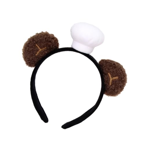 GKYQVE Entzückende Bärenköche Stirnbänder Für Kinder Kostümpartys Anziehen Weiche Plüschhaarbandhaarverzierungen Für Kleinkind Kids Verstellbare Köche Stirnbänder Rollenspiel von GKYQVE