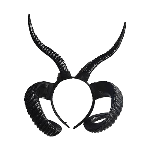 GKYQVE Haarreif aus Schafhorn, für Cosplay, Party, Halloween, Kostüm, Zubehör, Erwachsene, Kinder, Maskenbälle, Kopfbedeckung von GKYQVE