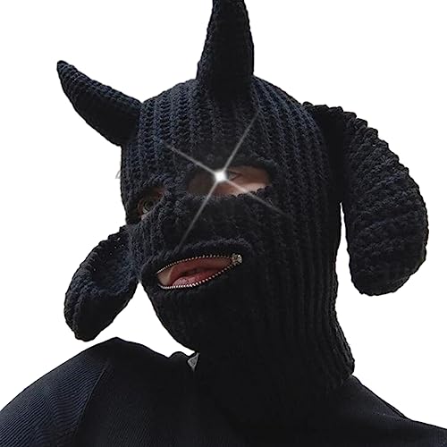 GKYQVE Horn Teufel Frauen Und Winter Gestrickt Bunte Bild Requisiten Y2K Mädchen Mit Gehäkelten Engel Warmem Teufel Stricken von GKYQVE