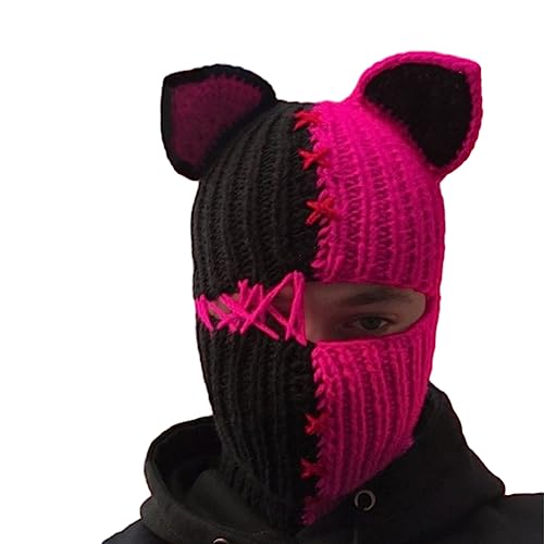 GKYQVE Horn Teufel Frauen Und Winter Gestrickt Bunte Bild Requisiten Y2K Mädchen Mit Gehäkelten Engel Warmem Teufel Stricken von GKYQVE