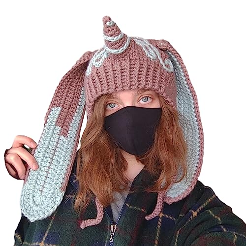 GKYQVE Horn Teufel Frauen Und Winter Gestrickt Bunte Bild Requisiten Y2K Mädchen Mit Gehäkelten Engel Warmem Teufel Stricken von GKYQVE