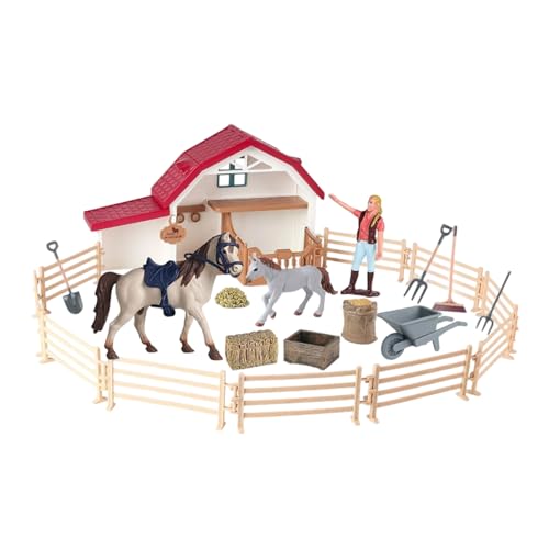 GKYQVE Kinder Sicherer Ungiftiger Plastikmodell Pferdestierkollektion Mit Badszene Miniaturdekoration Für Fantasievolle Spielsimulation Figurine von GKYQVE