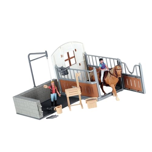 GKYQVE Kinder Sicherer Ungiftiger Plastikmodell Pferdestierkollektion Mit Badszene Miniaturdekoration Für Fantasievolle Spielsimulation Figurine von GKYQVE