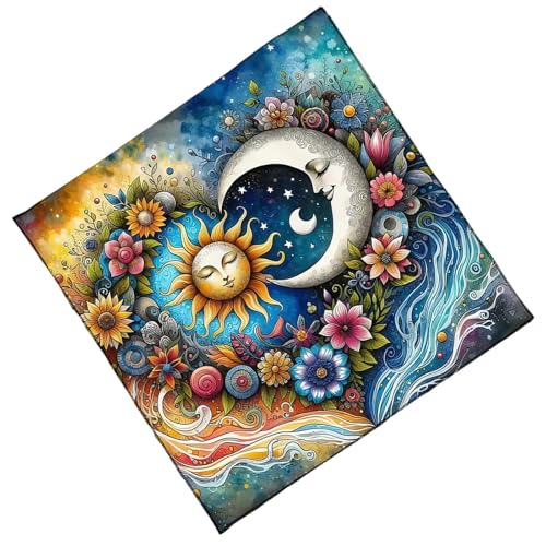 GKYQVE Praktische Faltbare Tarot Stoff Sonnen Und Mondmuster Leicht Zu Reinigen Velvets Wahrsagungsmatte Für Spirituelle Praktiken Velvets Tarot Tuch von GKYQVE
