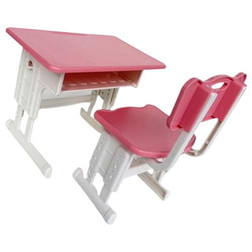 GKYQVE Toy Figure Model Realistic Desk Und Stuhlschule Vorräte Set Dollhouses Tun Girl Girls Geschenkdekorationen So Tun Playset von GKYQVE