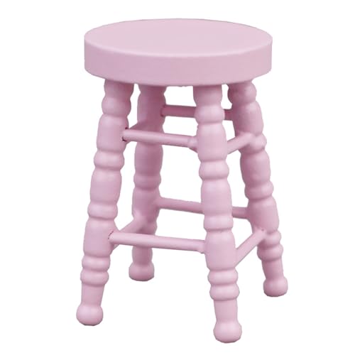Holzhocker Spielzeugfigur Model Realistic Vintage Realistic Dolls House Tun Girls Vintage Realistic Round Top Stool von GKYQVE