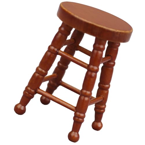 Holzhocker Spielzeugfigur Model Realistic Vintage Realistic Dolls House Tun Girls Vintage Realistic Round Top Stool von GKYQVE