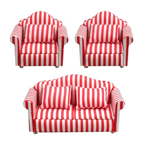 Striped Print Sofa Sesselmodell Set Für 1/12 Dollhouses Accessoires Verbesserung Miniatur Wohnzimmer Und Schlafzimmer Dekore von GKYQVE