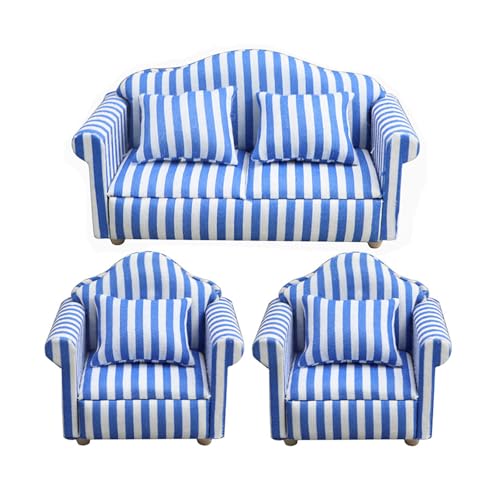 Striped Print Sofa Sesselmodell Set Für 1/12 Dollhouses Accessoires Verbesserung Miniatur Wohnzimmer Und Schlafzimmer Dekore von GKYQVE