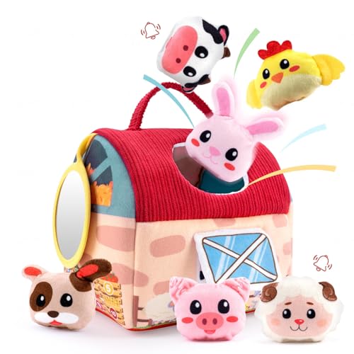 GKZJMA Pack of 6 Mini Plush Toys, Soft Barn Toy Mini Plush Animal House with Stuffed Farm Animals for Baby Birthday Table Decorations von GKZJMA