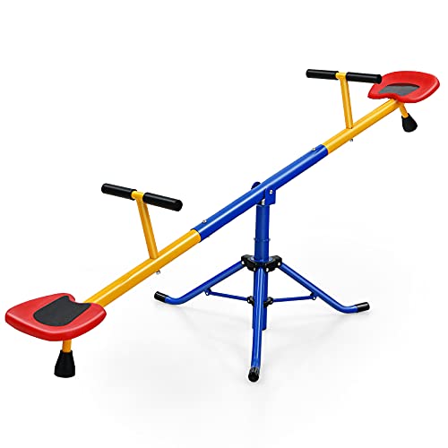 GLACER Teeter Totter Wippe für Kinder, 360 Grad drehbar, Wippe für Kinder im Alter von 3–8 Jahren, 2-Personen-Spielplatzausrüstung mit robustem Metallrahmen und EVA-Schaum für den Garten von GLACER