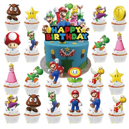 Mario-Cupcake-Topper, Partyzubehör für Super Mario Geburtstagsparty-Dekorationen, 50 Stück Mario-Cupcake-Topper, Partyzubehör für Super Mario Geburtstagsparty-Dekorationen, 50 Stück von GLAHEART