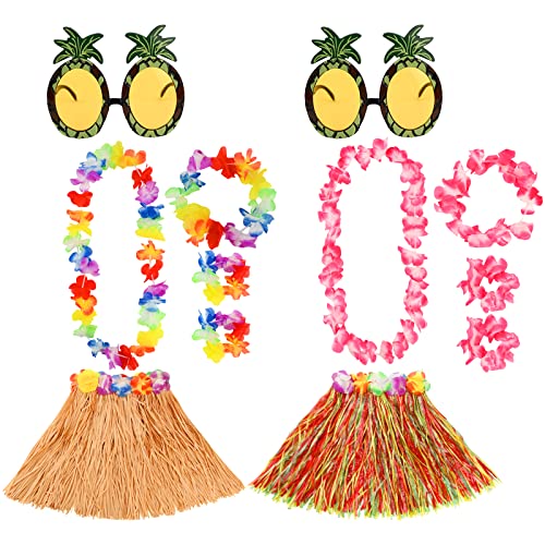 12 Mädchen Hula Hawaiian Set,Hawaiianische Stirnbänder und Armbänder,Hawaiian Aloha Rock Gras,Ananas Sonnenbrille,Strand Tanz Party Dekorationen für Frauen Fancy Dress Strand Tanz Party Dekoration von GLAITC