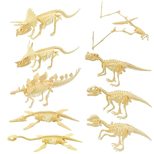 Dinosaurier Figuren Skelett, 9 Stück 3D Dinosaurier Puzzles Dinosaurier DIY Modelle Skelett Dinosaur Modell Dinosaurier Fossilien Spielzeug Bastelset Spielzeuge Geschenk für Kinder und Erwachsene von GLAITC