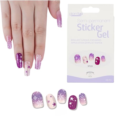 Glam'Up Paris Gel-Aufkleber, semi-permanent, selbstklebend, Profi-Qualität, langer Halt bis zu 3 Wochen, einfache und schnelle Anwendung, 16 Stück, Nr. SP220 – Star & Snow Glam'Up Paris Gel-Aufkleber, semi-permanent, selbstklebend, Profi-Qualität, langer Halt bis zu 3 Wochen, einfache und schnelle Anwendung, 16 Stück, Nr. SP220 – Star & Snow von GLAM UP