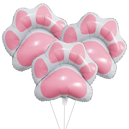 GLASNES Folienballons in Hundepfotenform in Knochenform, Party-Ballons, Dekorationen für Haustiere, Party, Kindergeburtstag, Babyparty, Dekorationen (Rosa, 3 gz) von GLASNES