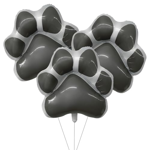 GLASNES Folienballons in Hundepfotenform in Knochenform, Party-Ballons, Dekorationen für Haustiere, Party, Kindergeburtstag, Babyparty, Dekorationen (grau, 3 gz) von GLASNES