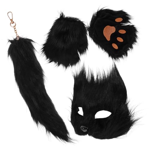 GLEAVI 1 Satz Flauschiges Fuchs Kostüm Set mit Maske Handschuhen Halloween Cosplay Themenpartys Bequemes Material Verspieltes Design Unvergessliches Kostümerlebnis von GLEAVI