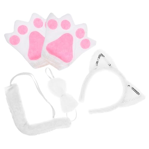 GLEAVI 1 Satz Katzenkostüm Set mit Ohren Handschuhen und Fliege Teiliges Cosplay Zubehör für Halloween Geburtstagsfeiern und Bühnenaufführungen GLEAVI 1 Satz Katzenkostüm Set mit Ohren Handschuhen und Fliege Teiliges Cosplay Zubehör für Halloween Geburtstagsfeiern und Bühnenaufführungen von GLEAVI