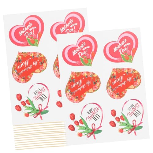GLEAVI 1 Satz Kuchendekorationseinsatz Party Braut- Wählt Kuchen Topper Muttertag Kuchendeckel Cake Toper Happy Mother Tag Kuchen -topper Dessert Auswählen Holz 48 Stück von GLEAVI