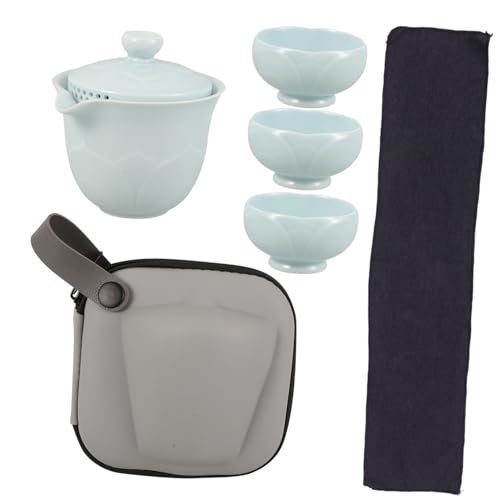 GLEAVI 1 Satz Reise-Tee-Set Modern Golden Groß Geschirrset Aus Keramik Teetassen-kit Aus Keramik Teetasse Aus Keramik Teeservice Aus Keramik Teetassen Aus Keramik Sky-Blue Porzellan von GLEAVI