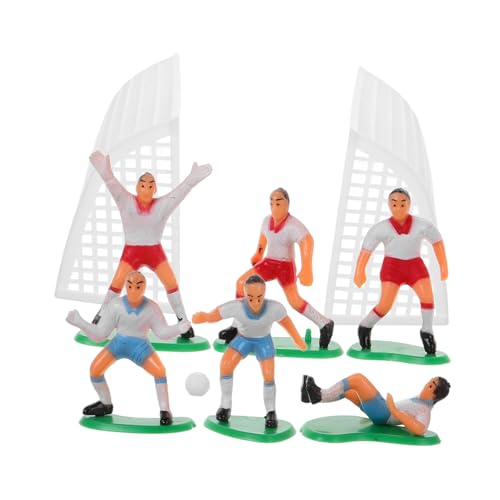 GLEAVI 1 Set Fußballmannschafts Dekoration Ornamente Fußball Partyzubehör Mini Fußballfigur Fußball Kuchendekorationen Fußball Kuchendekoration Für Jungen Mini Fußballspieler von GLEAVI