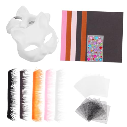 GLEAVI 1 Set Katzenmasken Set Blanko Katzenmaske DIY Tiermasken Tiermasken DIY Tier Cosplay Maske Katzengesichtsmaske Katzenmaskenbasis Party Katzenmaske Papier Katzenmasken Samtstreifen von GLEAVI
