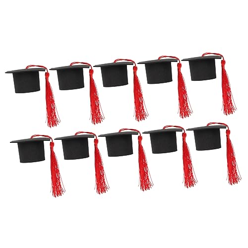 GLEAVI 10 Stück Mini -Abschlusskappe Toper Mini-Junggesellenmütze Abschlusshüte winzig Und Kind Cupcake-Abschlussdeckel Kleine Abschlusskappe Cake Topper Papier rot von GLEAVI