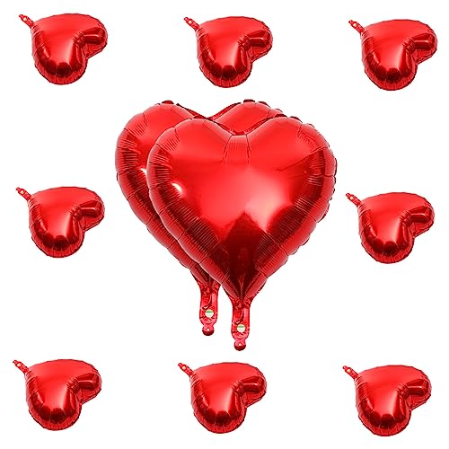 GLEAVI 10Stücke Herzform Folienballons Rote und Partydekoration für Valentinstag Brautdusche Festliche Anlässe Leuchtende Farben und Kreative von GLEAVI