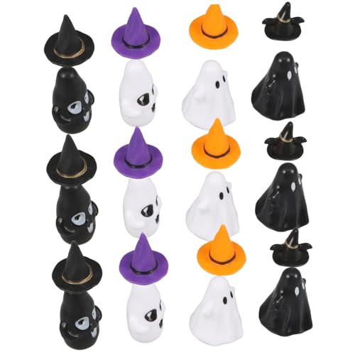 GLEAVI 12 Sätze Mini-Geister-hexenhut Winzige Geister Miniatur-Halloween-Ornamente Terrarium Halloween-miniaturdekorationen Winzige Halloween-Figuren Mini-Dinge Plastik von GLEAVI