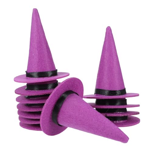 GLEAVI 12 Stück Mini Filz Hexenhüte Halloween Flaschenaufsätze Leichtes Material Sicher Für DIY Dekoration Weinflaschen Tischdeko Partyzubehör von GLEAVI