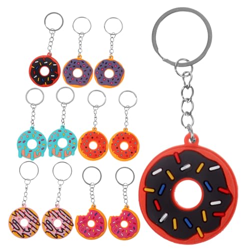 GLEAVI 12 Stück Süße Donut Schlüsselanhänger aus Langlebigem PVC Niedliches Cartoon design Bunte Anhänger für Geburtstag Party Rucksack und Geschenkidee von GLEAVI