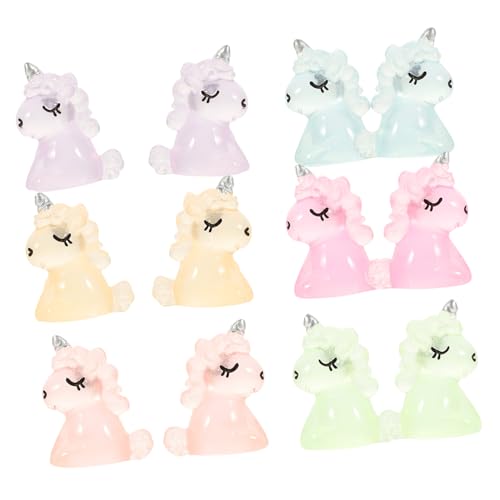 GLEAVI 12Stücke Leuchtende Einhornfiguren aus Farbenfrohe Einhorn Dekoration für DIY Landschaften Autos und Stimmungsvolle im Dunkeln von GLEAVI
