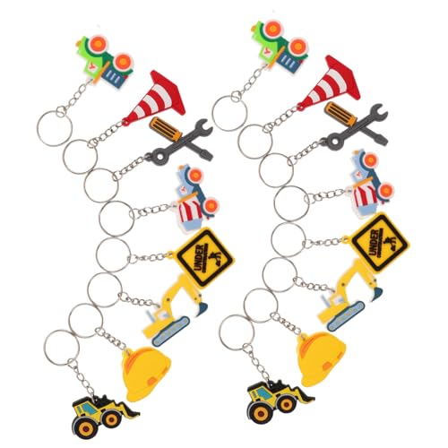 GLEAVI 16 Stück Teiliges Baustellen-schlüsselanhänger Bagger Planierraupe Betonmischer und Traktor Leichte Pvc-anhänger als Kinderparty-deko und Geburtstags-mitgebsel für Jungen von GLEAVI