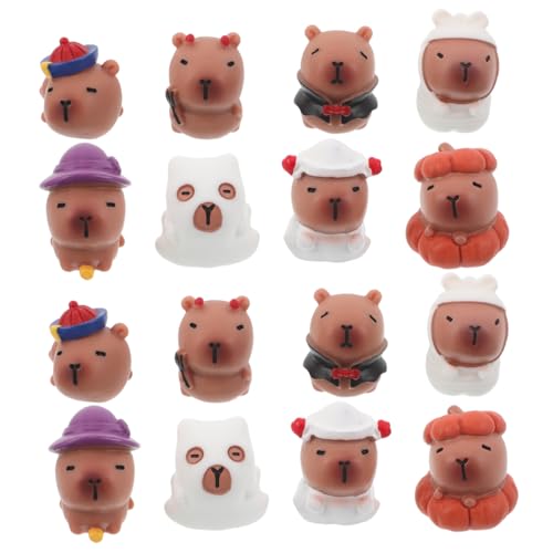 GLEAVI 16 Stück Teiliges Halloween Miniatur Wasserschwein Figuren aus Langlebigem Harz Kleine Tierstatuen für Innen und Außendekoration für Party Feengarten und Gestaltung von GLEAVI