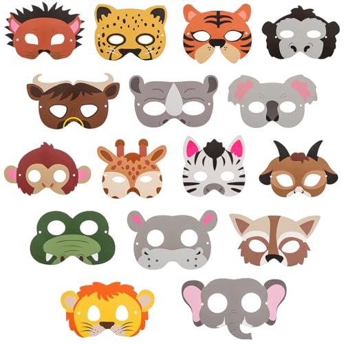 GLEAVI 16 Stück Tier- : Dschungel-Thema Geburtstagsfeier Gastgeschenke Dschungel-Tiermasken Festival Weihnachten Halloween Cosplay Partyzubehör GLEAVI 16 Stück Tier- : Dschungel-Thema Geburtstagsfeier Gastgeschenke Dschungel-Tiermasken Festival Weihnachten Halloween Cosplay Partyzubehör von GLEAVI