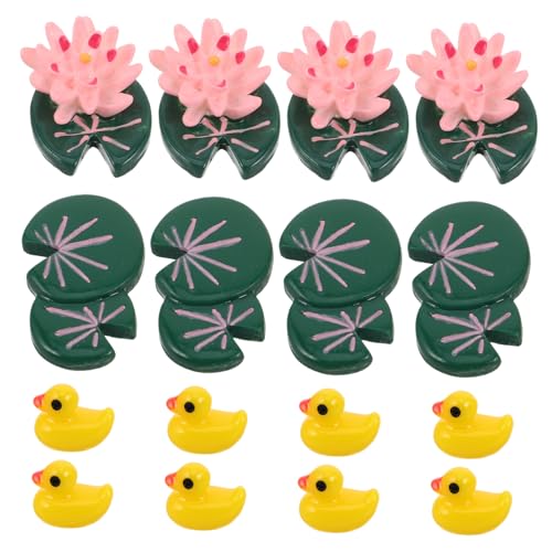 GLEAVI 16stücke Teiliges Mini Lotusblatt Figuren Enten Resin Mikrolandschaft Deko Für Garten Terrarien Mooslandschaften Miniatur Statuen von GLEAVI