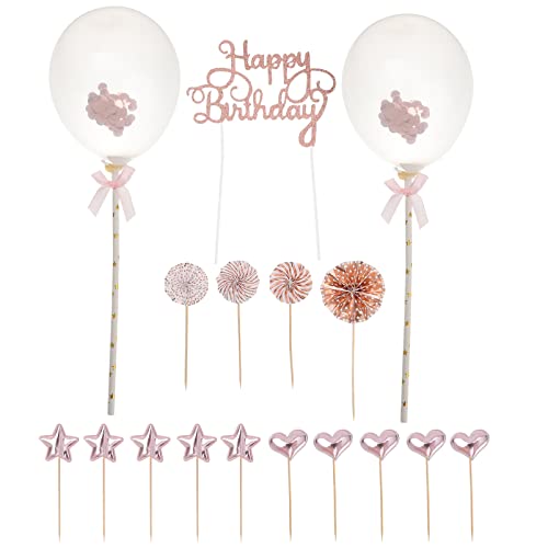 GLEAVI 17 Stück Teiliges Happy Birthday Cake Topper Set Rosegold Dekoration für Geburtstagstorten und Desserts für Partys und Feiern GLEAVI 17 Stück Teiliges Happy Birthday Cake Topper Set Rosegold Dekoration für Geburtstagstorten und Desserts für Partys und Feiern von GLEAVI