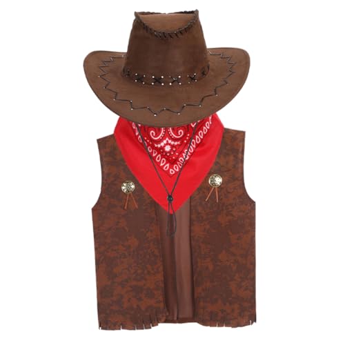 GLEAVI 1Satz Cowboy Kostüm für Teiliges Western Outfit für Karneval Cosplay und Partys Bequeme Passform für Große für Jungen von GLEAVI