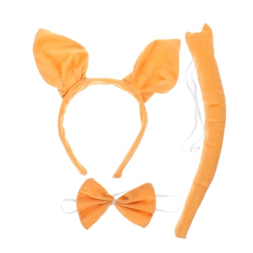GLEAVI 1Satz Kostümset mit Ohren und Fliege Verstellbares Tierkostüm Zubehör für Halloween Karneval und Cosplay für Erwachsene Orange von GLEAVI