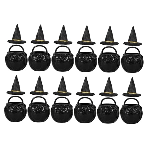 GLEAVI 1Satz Mini Hexenhüten und Mini Kesseln für Halloween Dekoration für Puppenhäuser und DIY Projekte und Regalverzierungen von GLEAVI