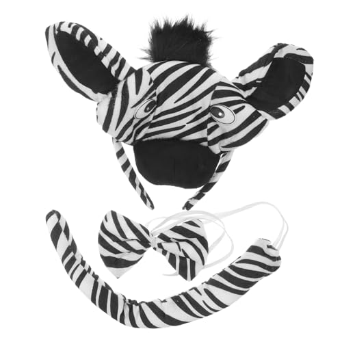 GLEAVI 1satz Tierkostüm Set Für Junge Mädchen Teiliges Set Mit Stirnband Und Fliege Weiche Für Halloween Und Cosplay-partys Spaßige Zebra-verkleidung von GLEAVI